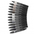 溫莎牛頓軟咀麥克筆-12+1色套裝(灰色系列)WINSOR & NEWTON 12+1 Promarker Brush Set - Greys 溫莎牛頓軟咀麥克筆-12+1色套裝(灰色系列)WINSOR & NEWTON 12+1 Promarker Brush Set - Greys