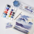 溫莎牛頓COTMAN水彩8色半磚連畫筆套裝 - SkyscapeW&N Cotman Watercolour 8Hp Pocket Set - Skyscape 溫莎牛頓COTMAN水彩8色半磚連畫筆套裝 - SkyscapeW&N Cotman Watercolour 8Hp Pocket Set - Skyscape